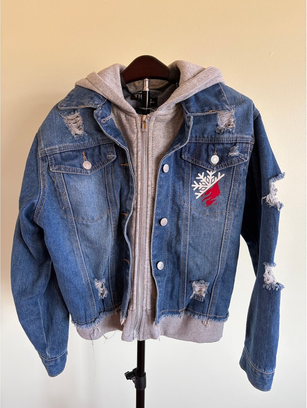 Thrill Jeans My Hero Academia Shoto Todoroki Hooded Denim Jacket Women’s L